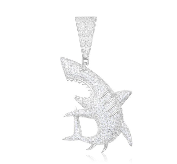 Silver Shark Pendant Necklace